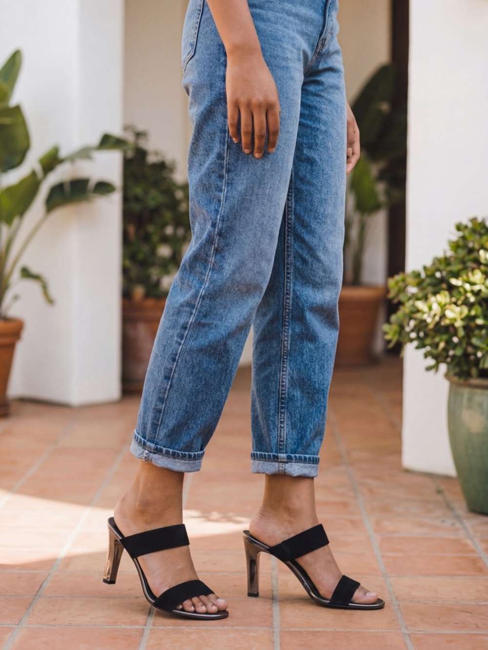 Pollini Black Suede Heels